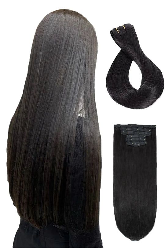 7pcs Clip in Straight Natural Hair Extensions