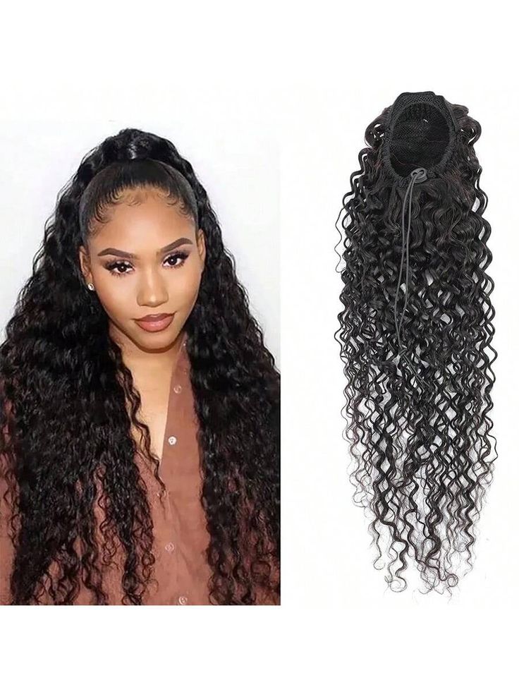 Drawstring Ponytail Water Wave Synthetic Hair Clip in Hair